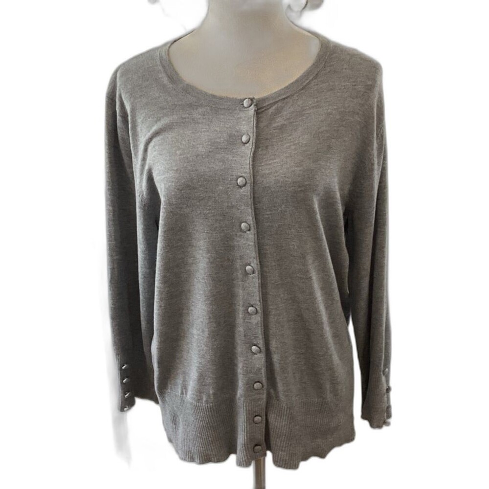 Philosphy Sweater Women's Size XL Color Gray Long Sleeve Button Front Sweater